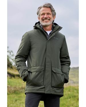 Mountain Warehouse 'Ranger' Padded Parka Jacket With Adjustable Hood Water Resistant Coat Polyamide - Green