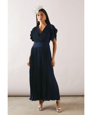 Wallis Pleated Split Sleeve Maxi Dress - Black