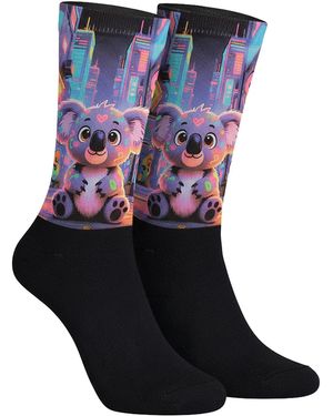Jenes Socks Funny Printed Long For And - Black