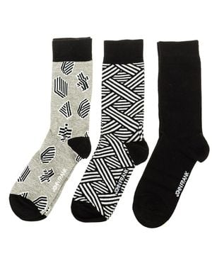 John Frank Pack-3 High-Top Socks With Anti-Pressure Cuff Jf3Lsmc01 - Black