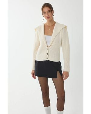 Hiccup Relaxed Fit Buttoned Knit Cardigan - White