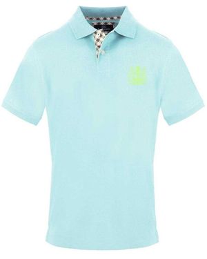 Aquascutum Embroidered Logo Collared Short-Sleeved Polo Shirt (Sky) Cotton - Blue