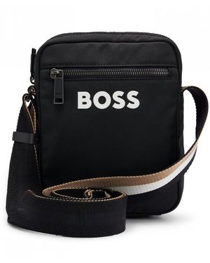 BOSS Catch 3.0 Crossbody Bag With Signature-Stripe Strap - Black