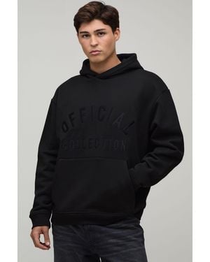 BoohooMAN Heavyweight Embroidered Oversized Hoodie - Blue