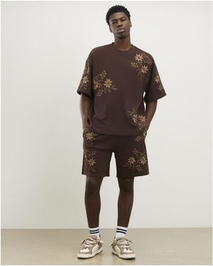 River Island Regular Fit Floral Shorts Cotton - Brown