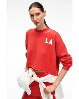 Grimelange Crop Relaxed Logo Sweatshirt - Red