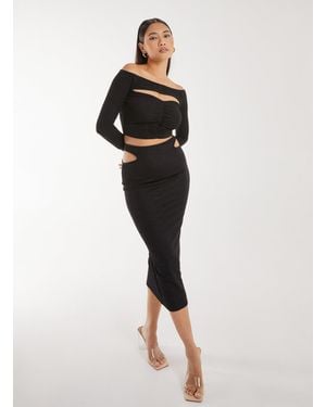 Pink Vanilla Ripple Cut Out Midi Skirt - White