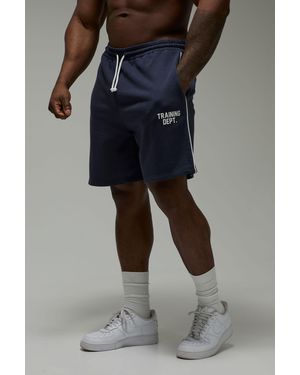 BoohooMAN Training Dept Loose Fit 7Inch Piping Short - Blue