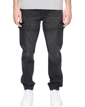 Crosshatch Malimore Gesloten Enkellange Cargo Jeans (zwart Wassen)