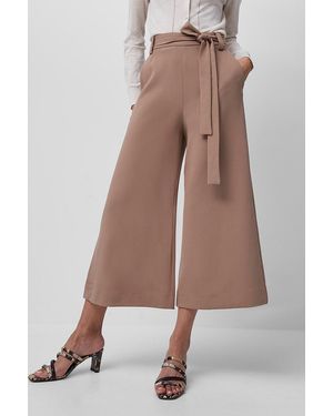 French Connection Wide Leg Culottes With Self-Tie Belt - Brown
