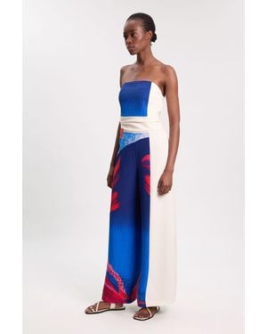 Karen Millen Petite Soft Tailored Colour Block Bandeau Jumpsuit - Blue