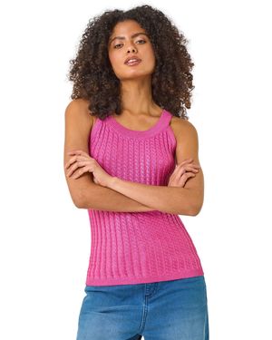 D.u.s.k Metallic Knit Vest Top - Pink