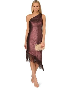Adrianna Papell Foil Woven Cocktail Dress - Red