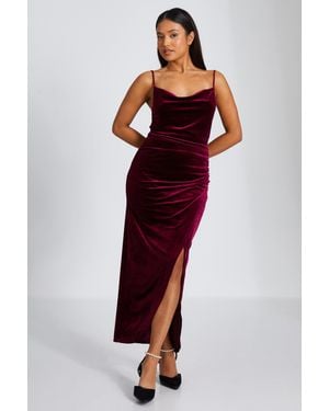 Quiz Petite Dark Cowl Neck Midaxi Dress - Red