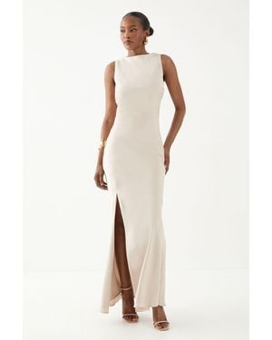 MissPap High Neck Cowl Back Bridesmaid Dress - Natural