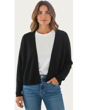 White Stuff Herringbone Edge Open Cardigan - Black