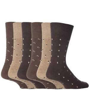 Gentle Grip 6 Pairs Non Elastic Socks - Brown