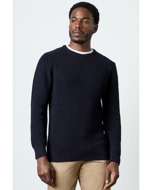 French Connection Cotton Ribbed Knit Crew Neck Long Sleeve Jumper - Blue