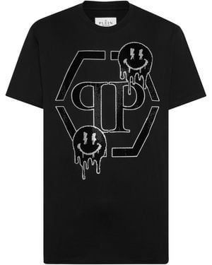 Philipp Plein T-Shirt Met Ronde Hals Smile - Zwart