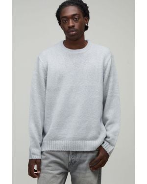BoohooMAN Relaxed Fit Brushed Knitted Jumper - Grey