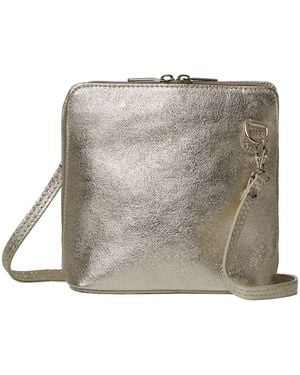 Woodland Leathers Italian Vera Pelle Leather Crossbody Bag - Metallic
