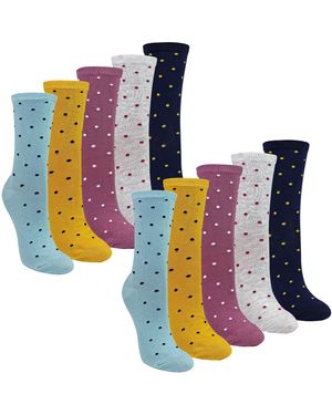 Sock Snob 10 Pairs Ladies Multi Spot Socks - Blue