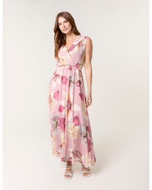 Blue Vanilla Double V Pleated Occasion Dress - Pink