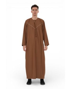 Thobez Eid Moroccan Thobe Robe Djellaba Ramadan Eid Jubba- Hm10 - Brown