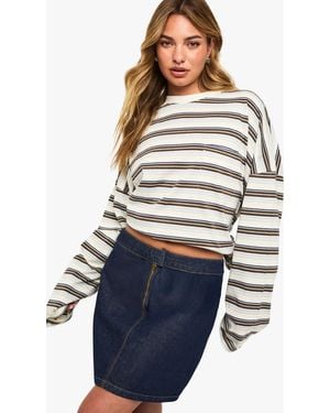Boohoo A-Line Denim Skirt - Blue