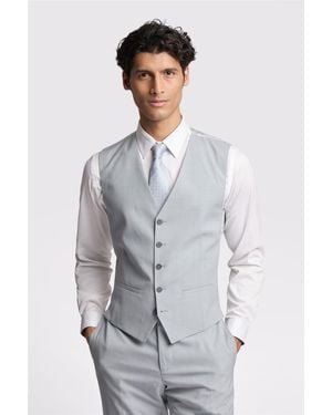 Ted Baker Single Breasted Five Button V-Neck Slim Fit Suit Waistcoat - Grey
