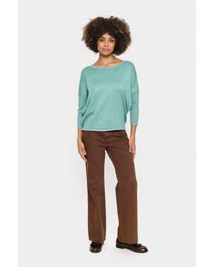 Saint Tropez Pullover Casual Fit Blue - Groen