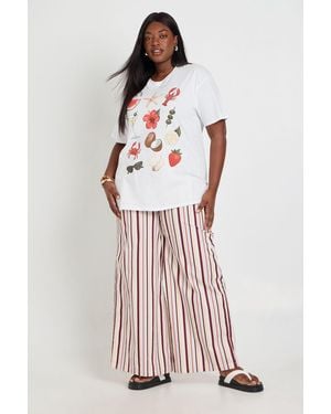 Boohoo Plus Poplin Drawcord Wide Leg Trouser - Multicolour