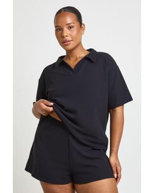 Boohoo Plus Waffle Short - Blue