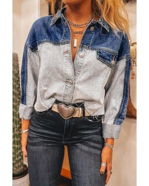 Azura Exchange Twotone Denim Jacket - Blue