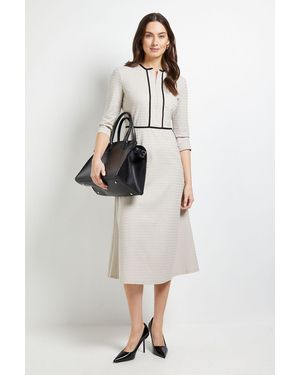 Wallis Principles Binded Long Sleeve Midi Dress - White