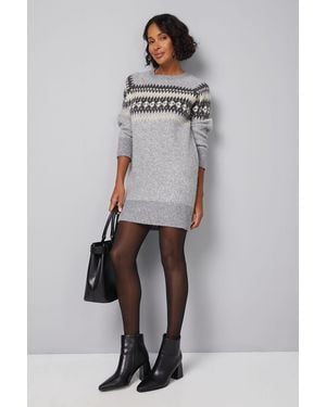 Wallis Fairisle Tunic Dress - Grey