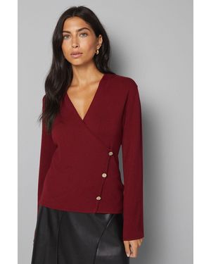 Wallis Wrap Front Jumper - Red