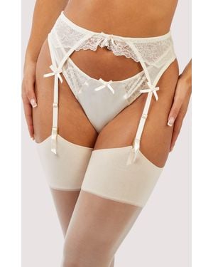 Playful Promises Ellery Classic Pale Rose Lace Suspender Belt - Brown