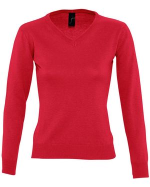 Sol's Ladies Galaxy V Neck Jumper - Red