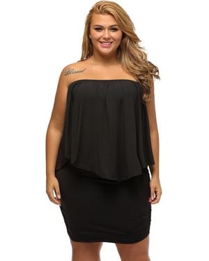 Azura Exchange Plus Size Multiple Dressing Layered Mini Poncho Dress - Black