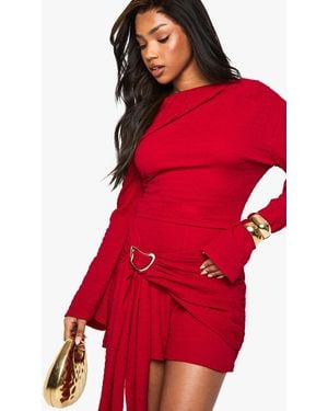 Boohoo Textured Asymmetric Romper