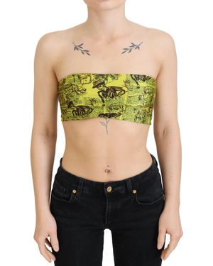John Galliano Tube Top Graphic Print Strapless - Green