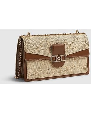 River Island Shoulder Bag Rr Panelled Raffia Popper - Blue