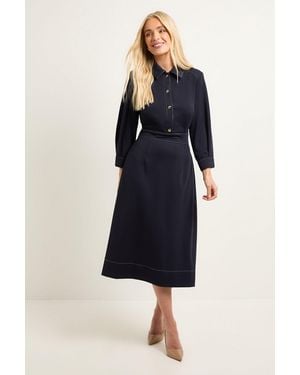 Wallis Petite Ponte Stitch Detail Midi Dress - Blue