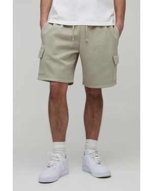 BoohooMAN Basic Relaxed Fit Cargo Jersey Short - Natural