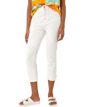 Roman Slim Leg Turn Up Stretch Jeans - White