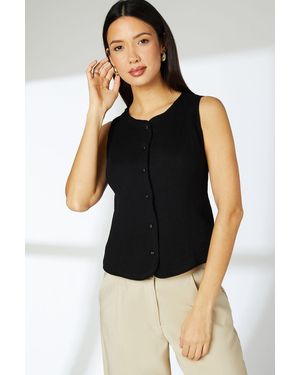PRINCIPLES Button Front Waistcoat - Black