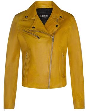 Infinity Leather Classic Brando Biker Jacket-Loughton - Yellow