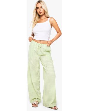 Boohoo Gingham Straight Leg Trousers - White