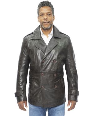 Infinity Leather Peacoat-Amara - Grey